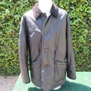 Men's Size XL Enrico Mandelli Black Quilted Leather Jacket Coat Made In Italy